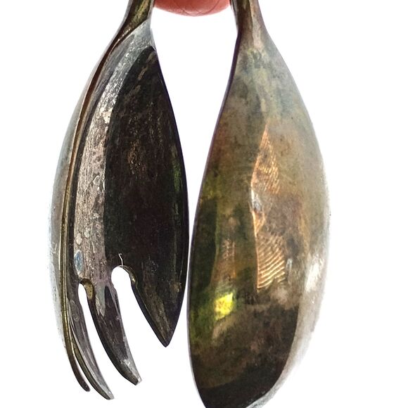 Vintage EP Zinc Alloy Silver Plated Salad Tongs Serving Tongs Made in Italy - Picture 4 of 5